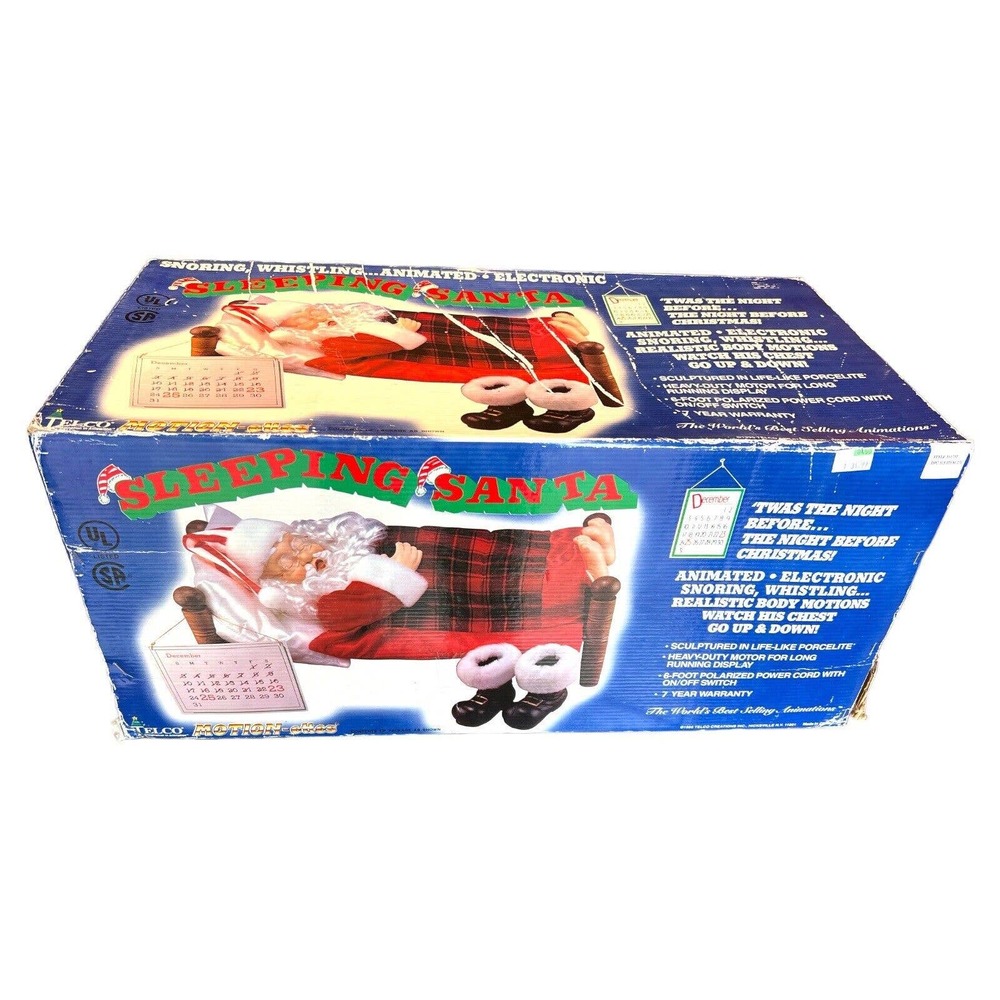 Vintage 1995 Telco Motion-ettes Sleeping Santa 18” Snoring Whistling Moving